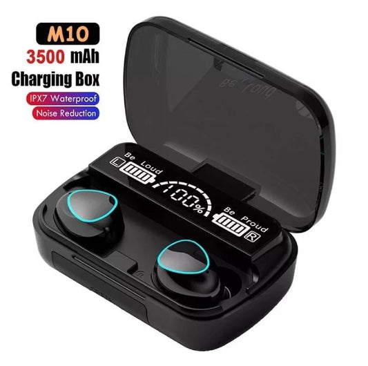 M10 TWS Wireless Earbuds – 3500mAh Charging Case, LED Display, IPX7 Waterproof
