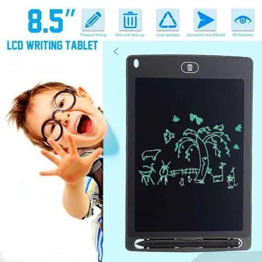 Black and blue LCD writing tablet on a desk