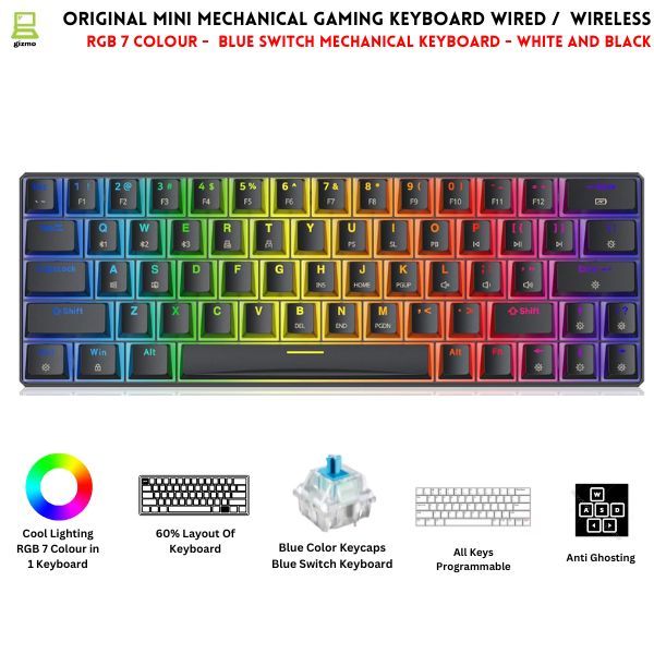 HP RGB Gaming Mechanical Keyboard – Full Size USB Wired with Rainbow Backlight